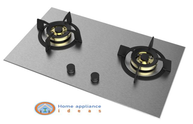 Image of two burner gas cooktop with stainless steel panel