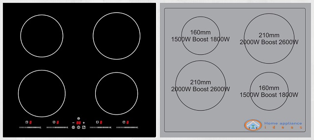 Image of a four-cooking zone induction cooktop
