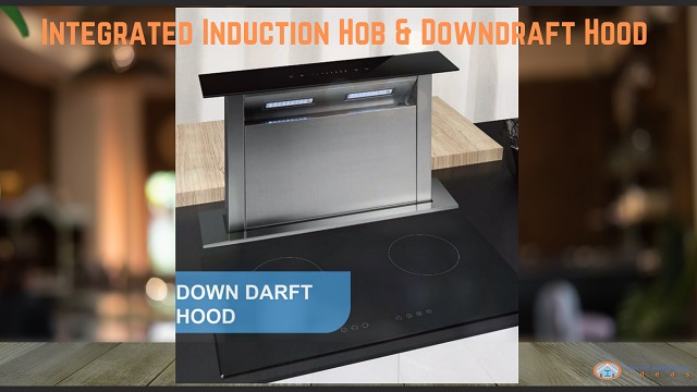 Integrated double induction cooker and downdraft hood