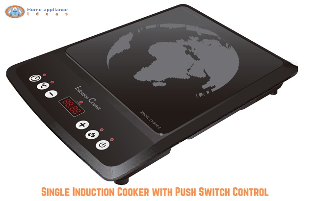 Black color single induction hob with push switch control