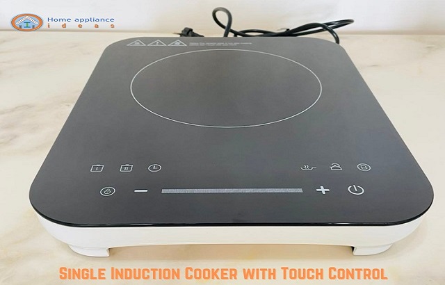 Black glass and white housing single induction hob with touch control