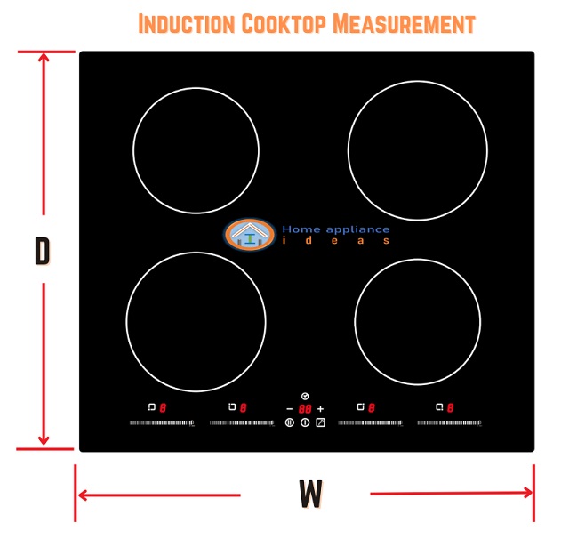 Image of induction cooktop showing the basic measurement