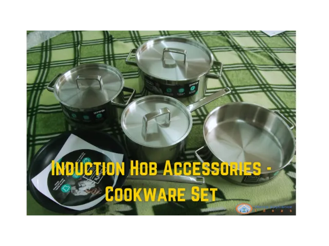 Cookware set on top of a table with green color table cloth